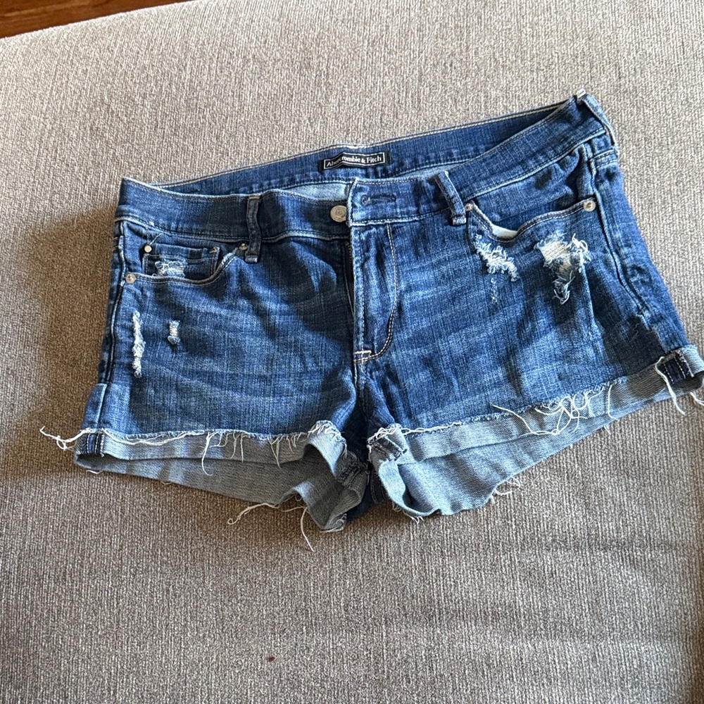 Distressed Blue Denim Shorts